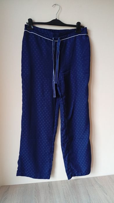 Granatowa elegancka satynowa piżama , spodnie i koszula, Tchibo, r.XL