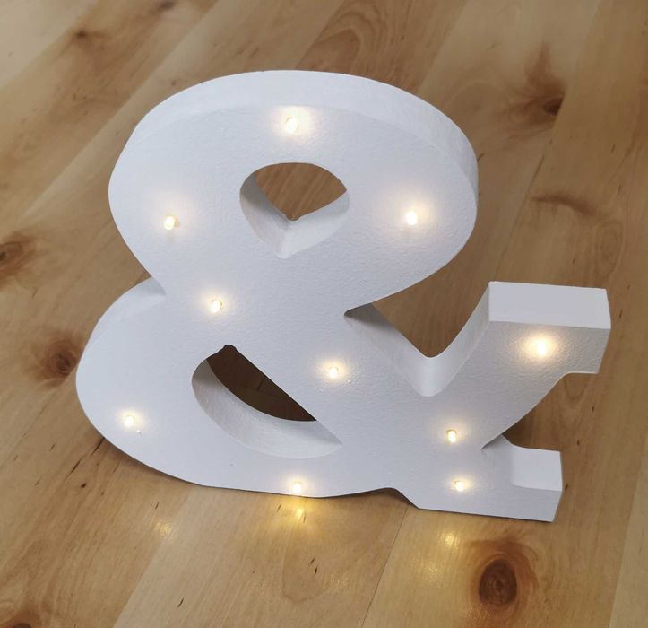 Świecące drewniane litery LED 20 cm 3D