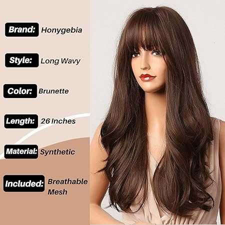 Peruka brązowa, długa dla kobiet
