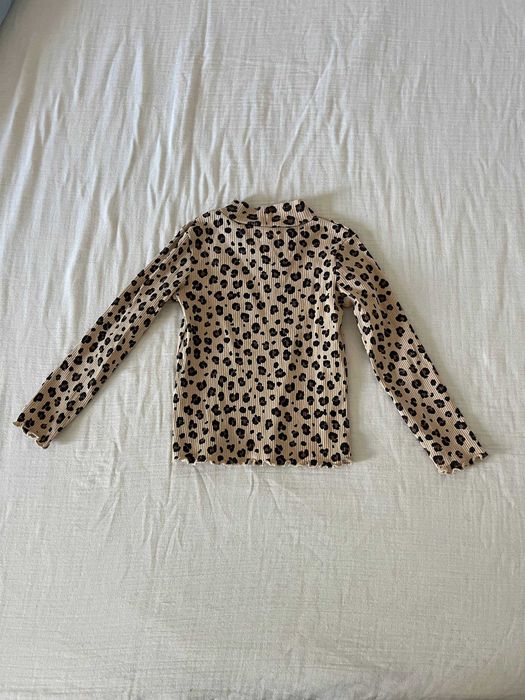 Camisola Kiabi de gola alta canelada com padrão leopardo, 3 anos