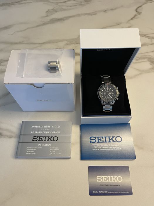 Seiko solar com caixa e documentos