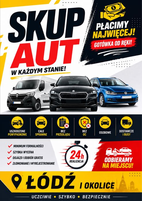 SKUP AUT – kasacja / złomowanie pojazdów / Gotówka od ręki