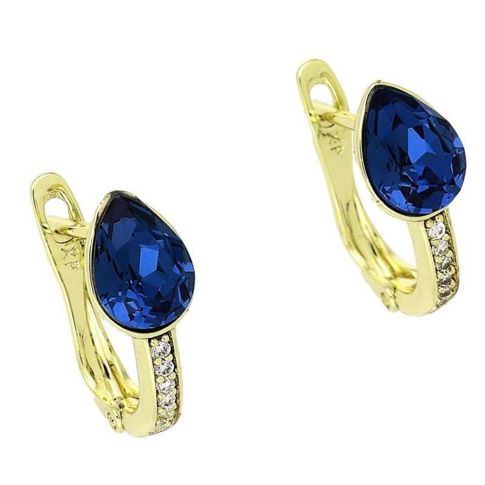 89228 Kolczyki 14k pozłacane 16/6,5 MM SAPPHIRE CRYSTAL Swarovski