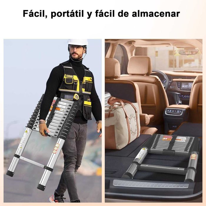 Escada telescópica 3,8 metros aço inoxidável - NOVO - ENVIO GRÁTIS