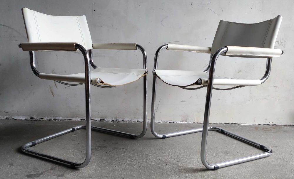 Krzesło Bauhaus Mart Stam, skóra naturalna i chrom