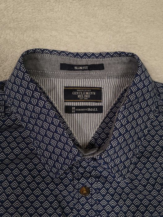 Granatowa elegancka wzorzysta koszula White Stuff Slim Fit S jak nowa