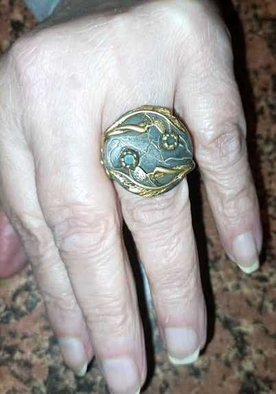 Серебряное кольцо з берилом. Коллекция " Старинная шкатулка"