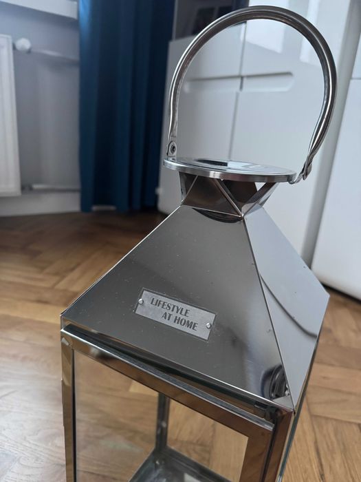 Lampion srebrny glamour latarenka XL