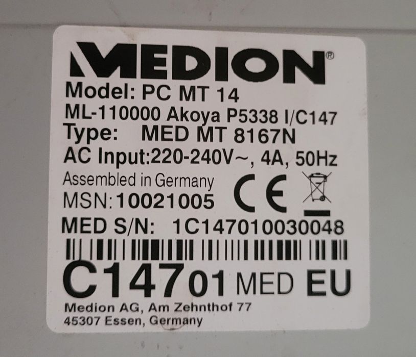 Komputer Medion PC MT 14 i5 6400  GTX 750Ti 16GB DDR4