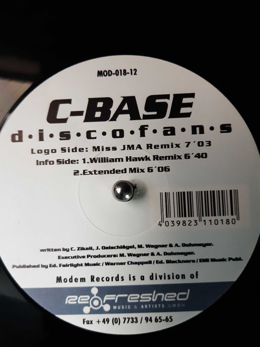 płyta winylowa maxi C-Base – Discofans Hard Trance (Miss JMA Remix)