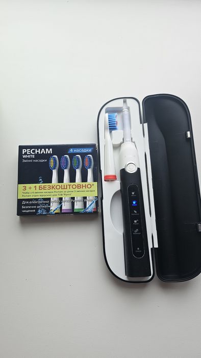 Електрична зубна щітка PECHAM White Travel + 2 насадки + футляр