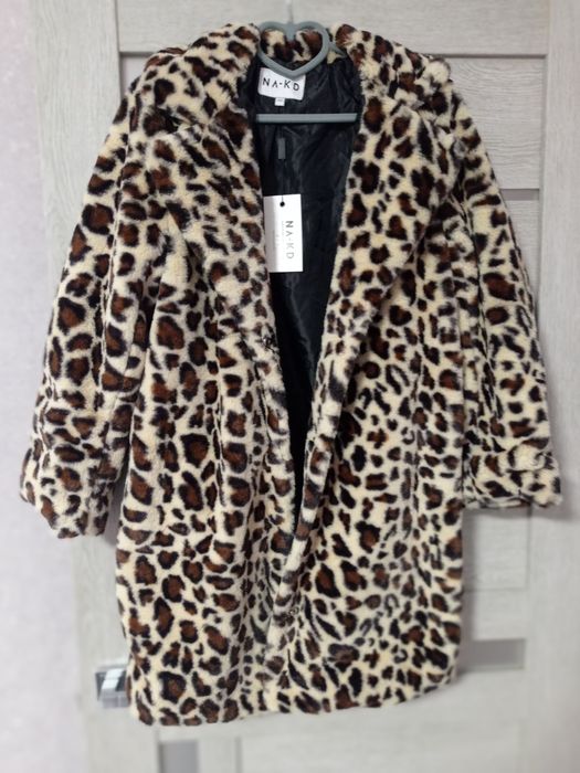 Шуба жіноча/ полушубок зі штучного хутра леопардова