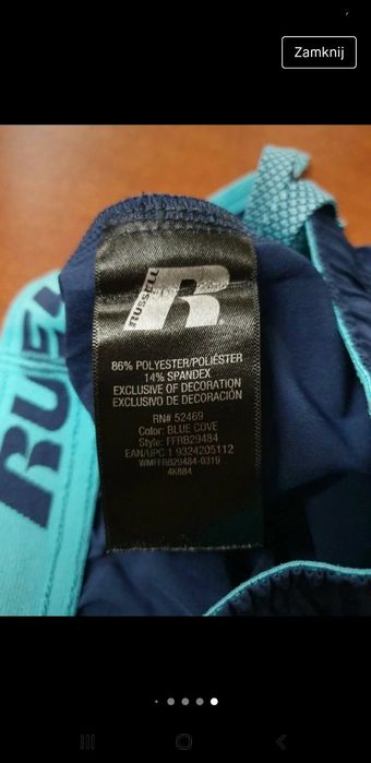 Russell krótkie spodenki szorty sportowe 4/5lat