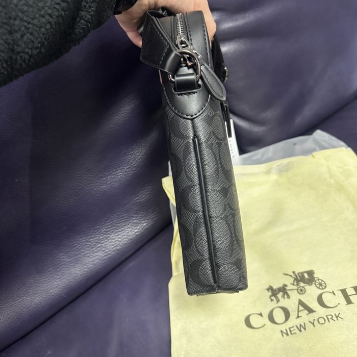 чоловіча сумка Coach монограма чорна Коач Коуч месенджер барсетка