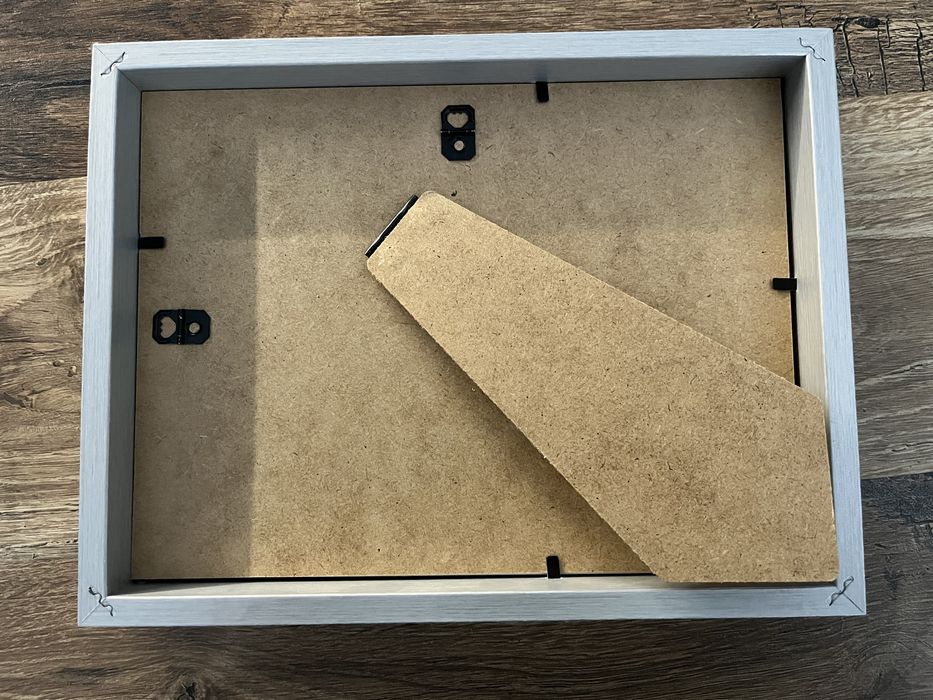 Drewniana duża ramka na zdjecia w kolorze srebrnym szarym - JAK NOWA!