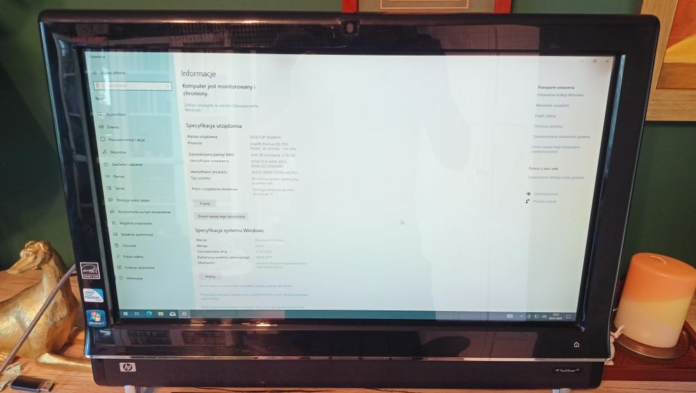 Komputer HP TouchSmart 600, Dotykowa matryca Windows 10 Home