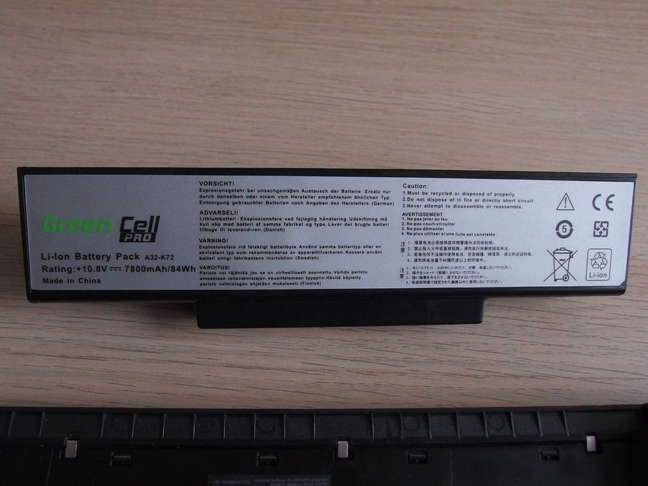 Bateria Green Cell Pro ASUS K32-K72 10,8V 7800mAh 84Ah AS-K72-T-3S3P
