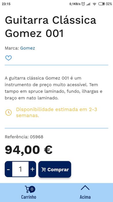 Guitarra Clássica Gomez 001 salão musical