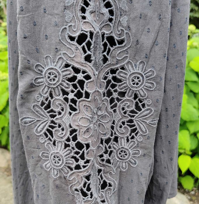 Bluzka boho H&M 44 XXL czarna bawełna bohemian folk hippie haft
