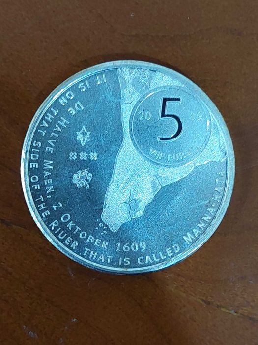Países Baixos - Moeda Comemorativa 5 € - 400 Anos de Relação com Manhattan