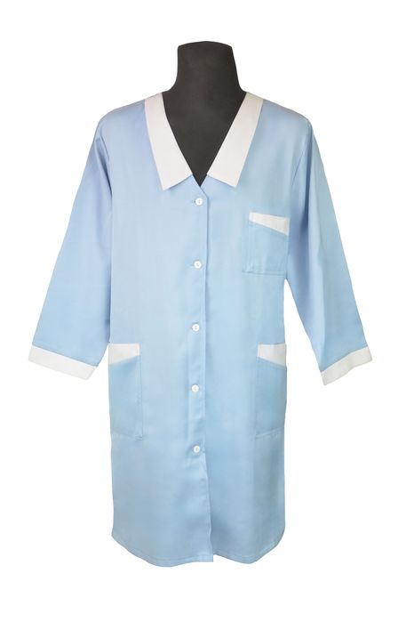 fartuch damski z rękawem 3/4 niebieski błękitny