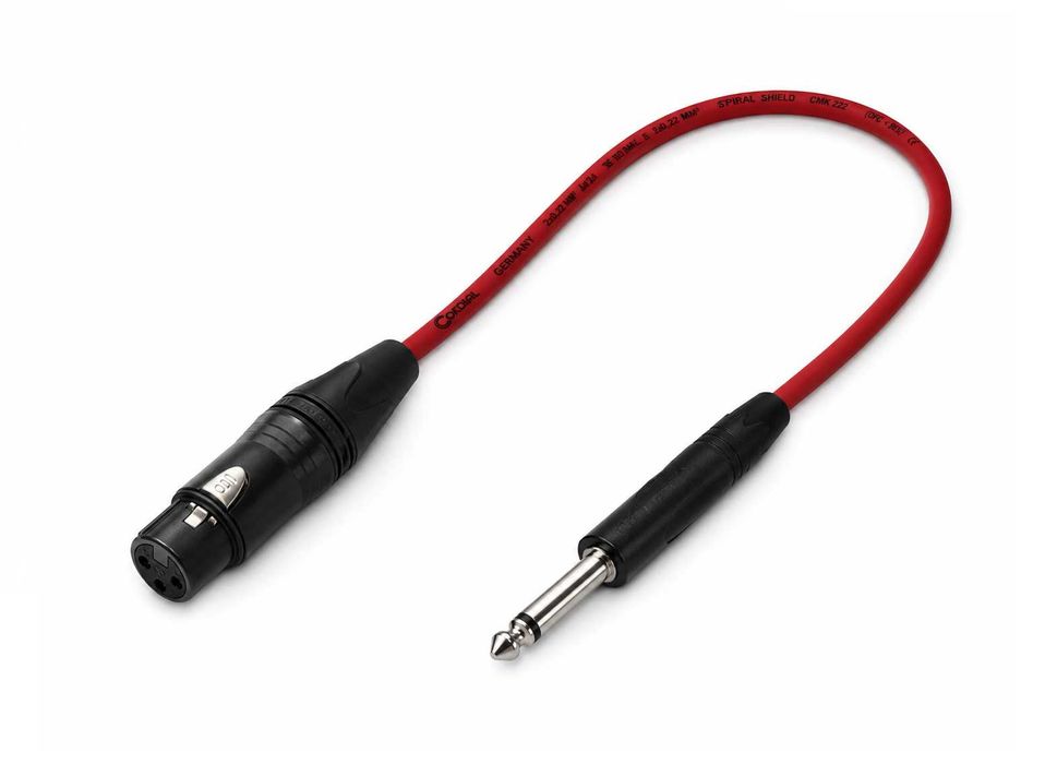 N187 Kabel Mikrofonowy Audio Cordial XLR Żeński Na Jack 6.3mm Mono Czerwony Do Mikrofonu Gitary Miksera Kolumny Wzmacniacza Interfejsu Audio 1m