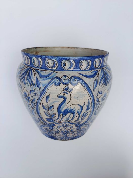Vaso Cachepot Faiança Portuguesa St’ Anna Séc XVIII 24 cm