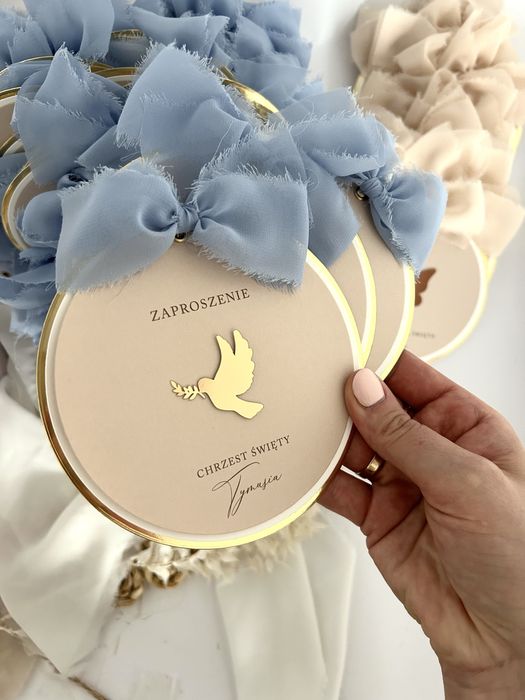 Zaproszenia na Chrzest personalizacja nowoczesne handmade