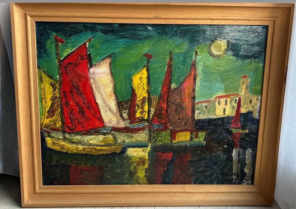 Statki na morzu Marynistyka, obraz olejny