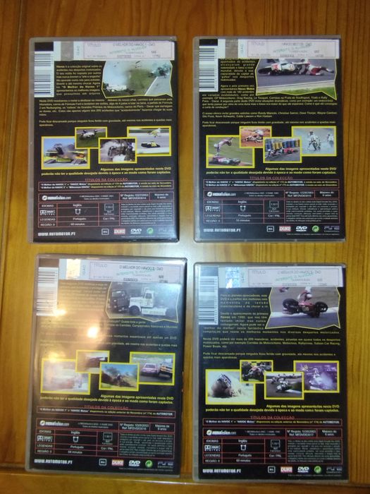 Lote de 4 DVDs Acidentes do Desporto Motorizado Auto motor