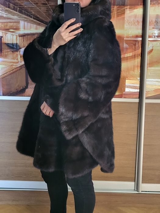 Норкове манто з капюшоном XL