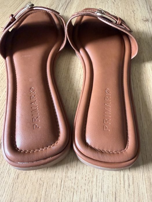 Damskie brązowe klapki caramel camel 40/41 primark