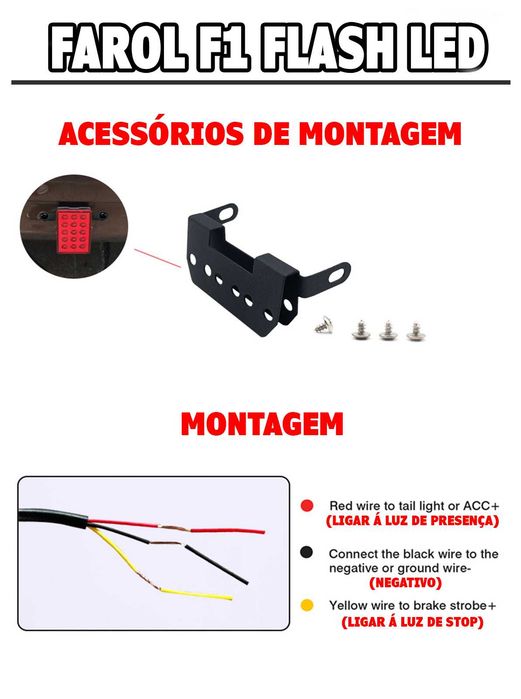 Farol Traseiro LED Look 3° STOP - F1 Flash - Novo