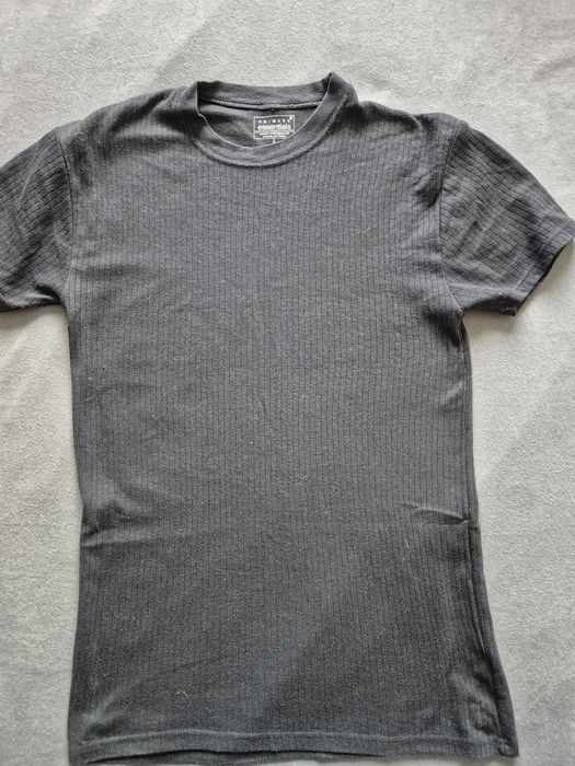 Koszulka męska Primark Essentials L czarna prążkowana t-shirt dresowa bawełna