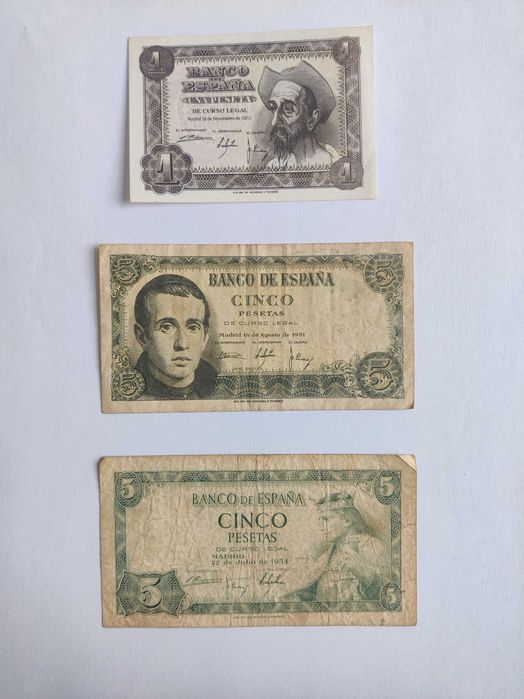 Notas estrangeiras antigas várias Espanha, México, Bélgica, Emirados