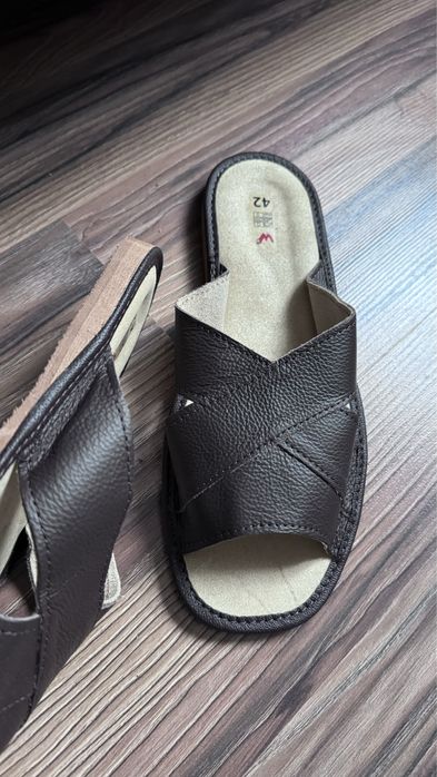 Тапочки чоловічі шкіряні домашні, для дому тапки мужские, кожаные