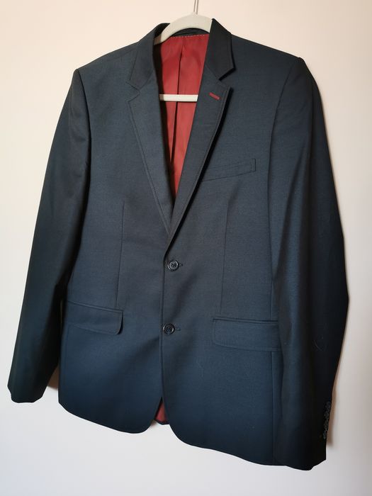 Garnitur męski marynarka + spodnie eleganckie granatowe 175/70 M