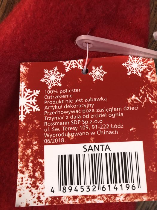 Czapka święty mikołaj boże narodzenie dekoracja wigilia nowa