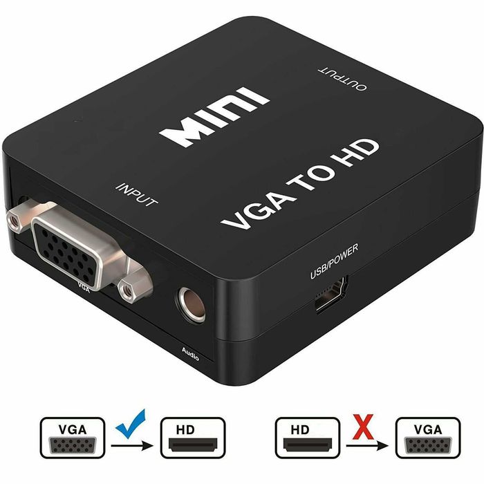 Conversor VGA p/ HDMI ou HDMI p/ VGA (Video+Audio) PC/DVD/HDTV 1080P