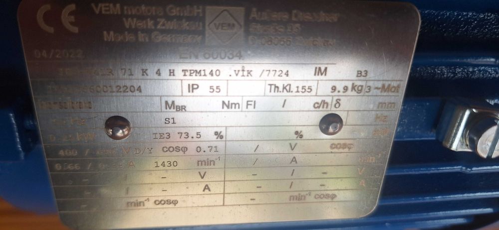 Silnik elektryczny Trójfazowy VEM silnik EN 60034 (Niemiecki!!! nie chińczyk)