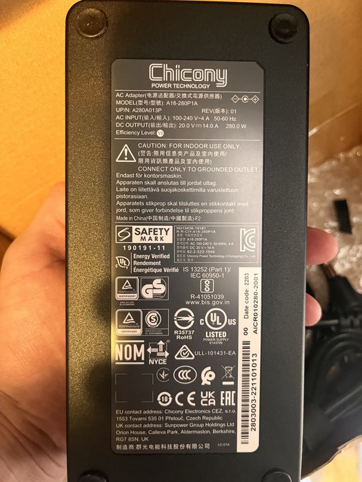 Zasilacz 280W  Chicony nowy