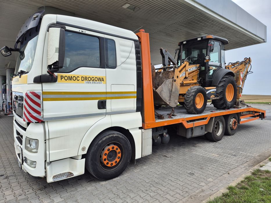 Pomoc drogowa laweta Transport  maszyn budowlanych , rolniczych  tir