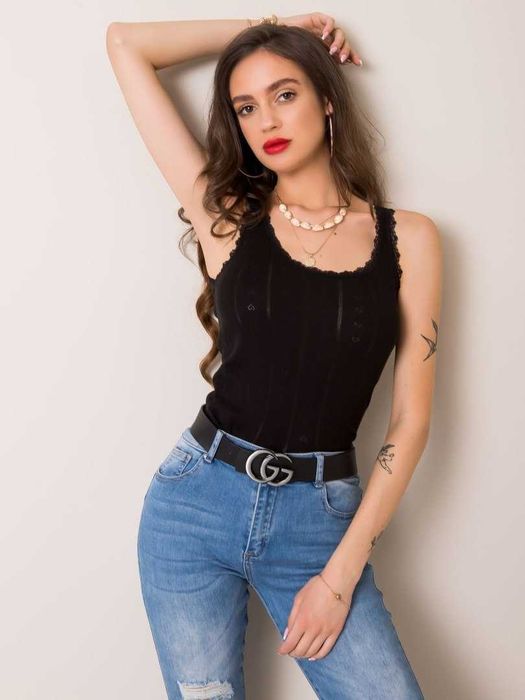 Top bluzka na ramiączkach czarna Amazing bawełniana L