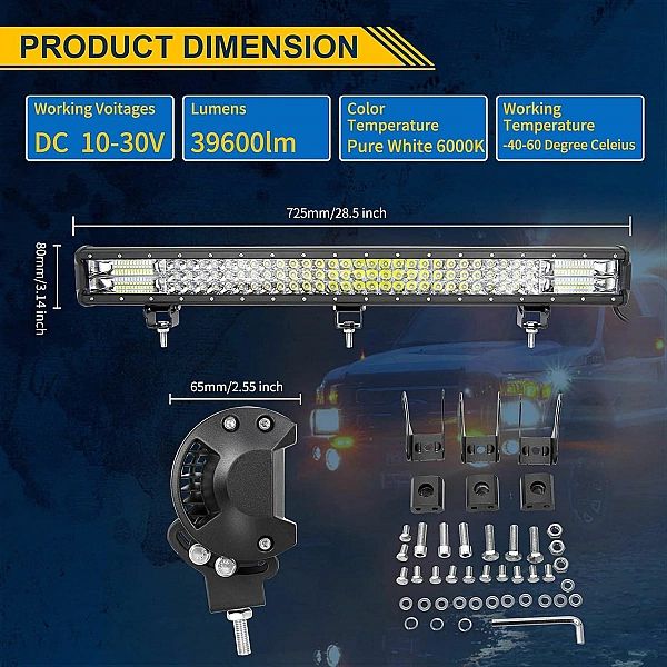 Reflektor Halogen Led Lampa Robocza Ledbar Rigidon 396W 28" Offroad 12