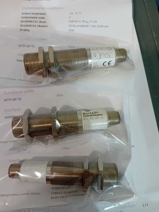 Inductive sensor 18mm pnp 24vdc BALLUFF64551902484994120