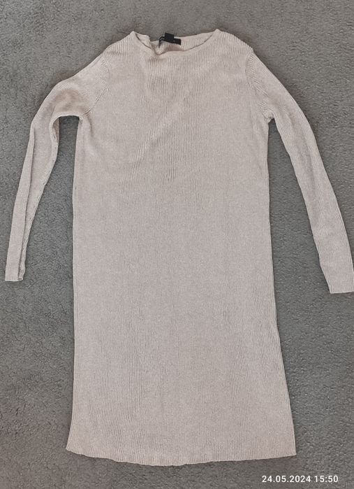 Tunika beżowa z srebrna nitką 40