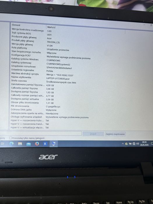 Laptop acer używany w dobrym stanie