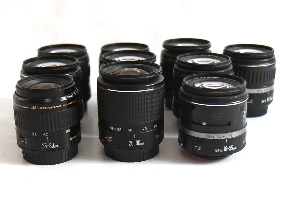 Lentes Canon 18-55mm e 28-90mm objetivas com Err01