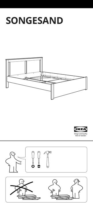 Cama Casal Modelo Songesand - 160x200 - com gavetões e colchão