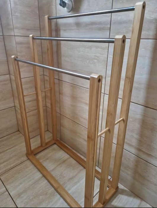 Stojak na Ręczniki Podłogowy
Wieszak Łazienkowy
Bambusowy 3 Ramiona